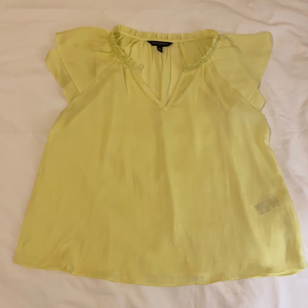 Banana Republic Yellow Capsleeve Ruffle Blouse, size M